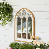 Synovana Arch Window Wall Mirror - Farmhouse Cathedral Wall Decor with Wooden Frame for Entryway Hallway Living Room - 16.14" x 1.38" x 25.2" Synovana