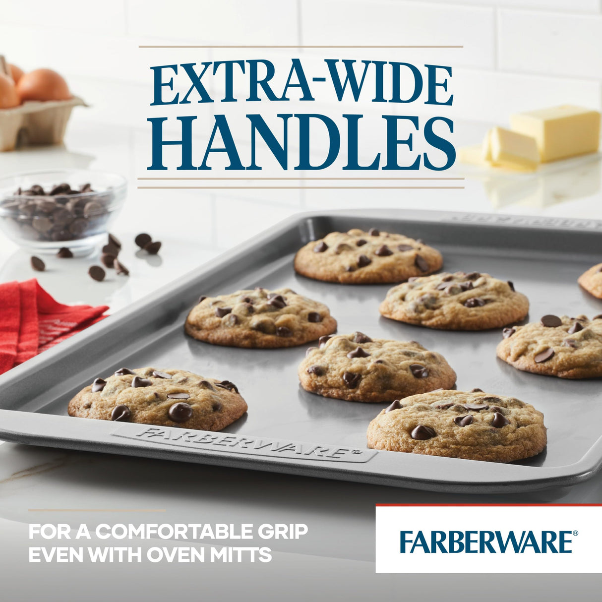 Farberware Nonstick Bakeware Set, Nonstick Cookie Sheets / Baking Sheets - 2 Piece, Gray Farberware