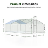 DAKITO Chicken Coop,Large Metal Chicken Run Pen,Walk in Chicken Coops for 6/10 Chickens,Double Door Chicken House with Waterproof & Anti-UV Cover for Backyard. (19.7x9.8x6.4 FT) DAKITO