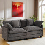 77" Cloud Chenille Sofa Set with Pillows, Deep Seat Loveseat Couch for Apartments, Space Saving 2-Seater with Solid Wood Frame, Easy Assembly (1YR Guarantee) MUDANT