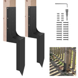 Codesteel Thickened Fence Post Repair Kit, 3.6"x3.6" Ground Spike Anchor, 2 Pack Heavy Duty Steel Repair Stakes for Wooden Posts Codesteel