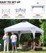 ABCCANOPY 10x10FT Canopy Tent 1-Person Setup,Portable Instant Sun Shelter with 4 Weight Bags(White) ABCCANOPY