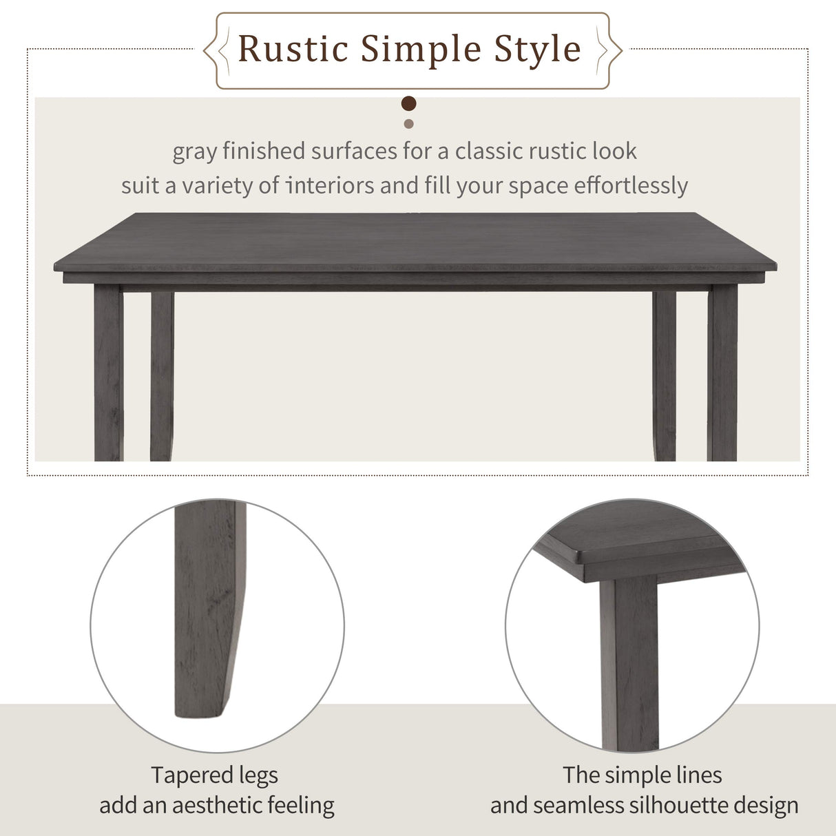 Harper & Bright Designs 6 Pieces Wooden Dining Table Set, Rectangle Table and 4 Chairs with Bench with Cushion, Kitchen Table Chairs Set for 6 Persons, Dining Room Set (Gray) Harper & Bright Designs