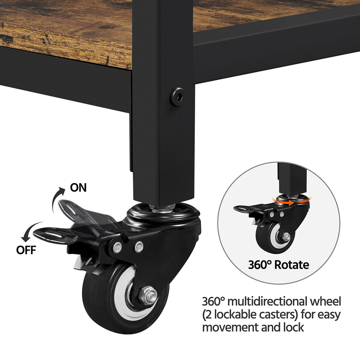 Yaheetech Kitchen Island with Power Outlet, Rolling Kitchen Cart with Wine Rack & Glass Holder & Hooks, Coffee Bar Microwave Stand Wine Rack Table for Dining Room, 47.5" W x 24" D, Rustic Brown Yaheetech