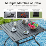 PHI VILLA 5 Pcs Patio Dining Set with Patio Table and Chairs, Outdoor Dining Set for 4 with Adjustable Patio Folding Chairs & Square Patio Dining Table with 1.57" Umbrella Hole, Black PHI VILLA