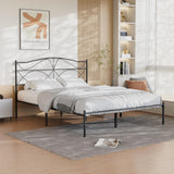 VECELO Full Size Metal Platform Bed Frame with Headboard and Footboard,Sturdy Slats Support Mattress Foundation, No Box Spring Needed,Dark Black VECELO