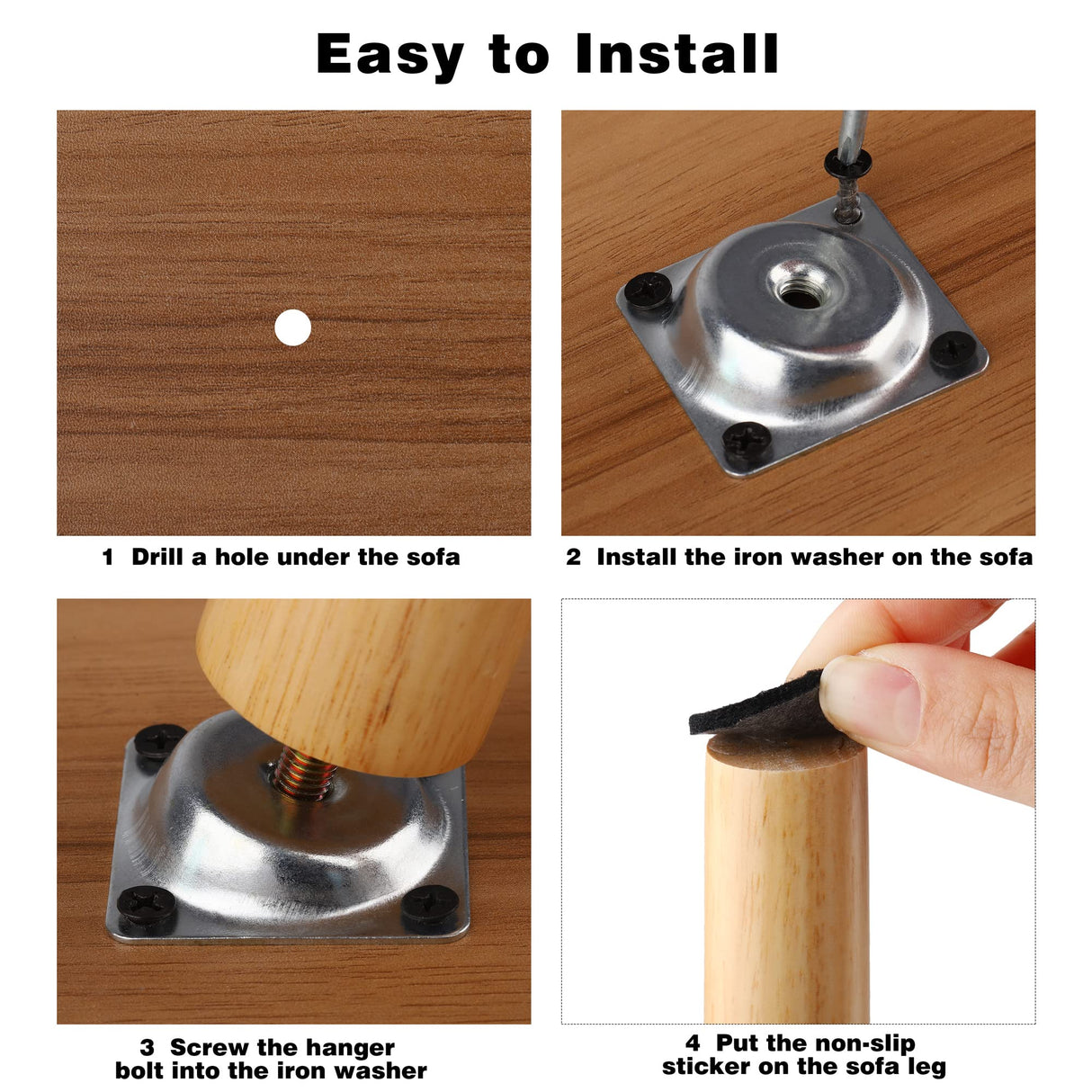 TURSTIN 8 Pieces 16 Inches Table Legs Wood Furniture Legs Tapered Round Replacement Desk Chair Legs Mid Century Furniture Legs for Coffee Table Dresser Night Stand (Wood) TURSTIN