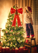 LED Red Bows Christmas Decorations, 16'' x 24'' Christmas Bows for Wreaths with Timer, Tree Topper Bow with Realistic Red Berries Pine Cone Needles for Christmas, Party, Home Decoration Brightown