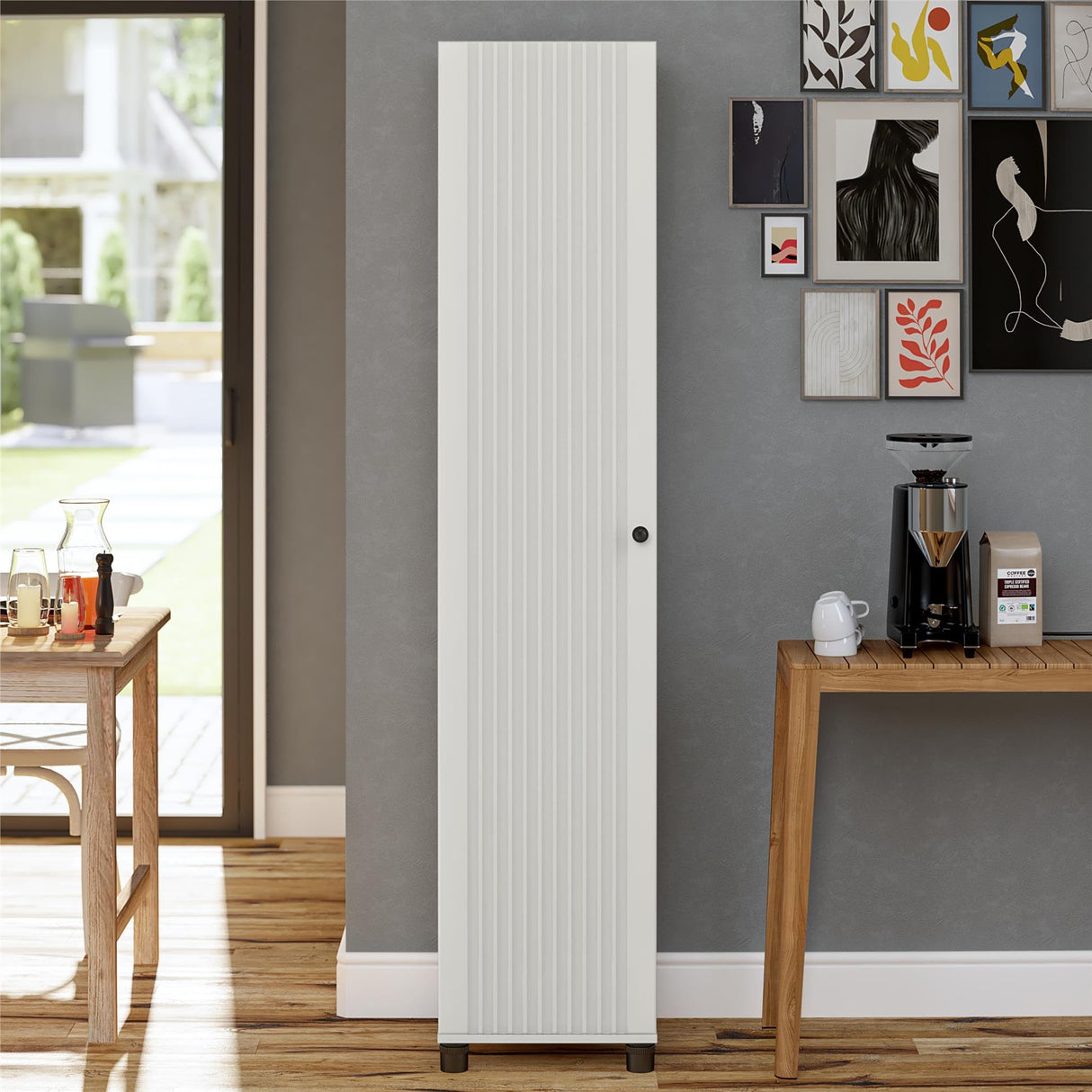 SystemBuild Evolution Kendall Utility Storage Cabinet, 16" Wide, Fluted White SystemBuild