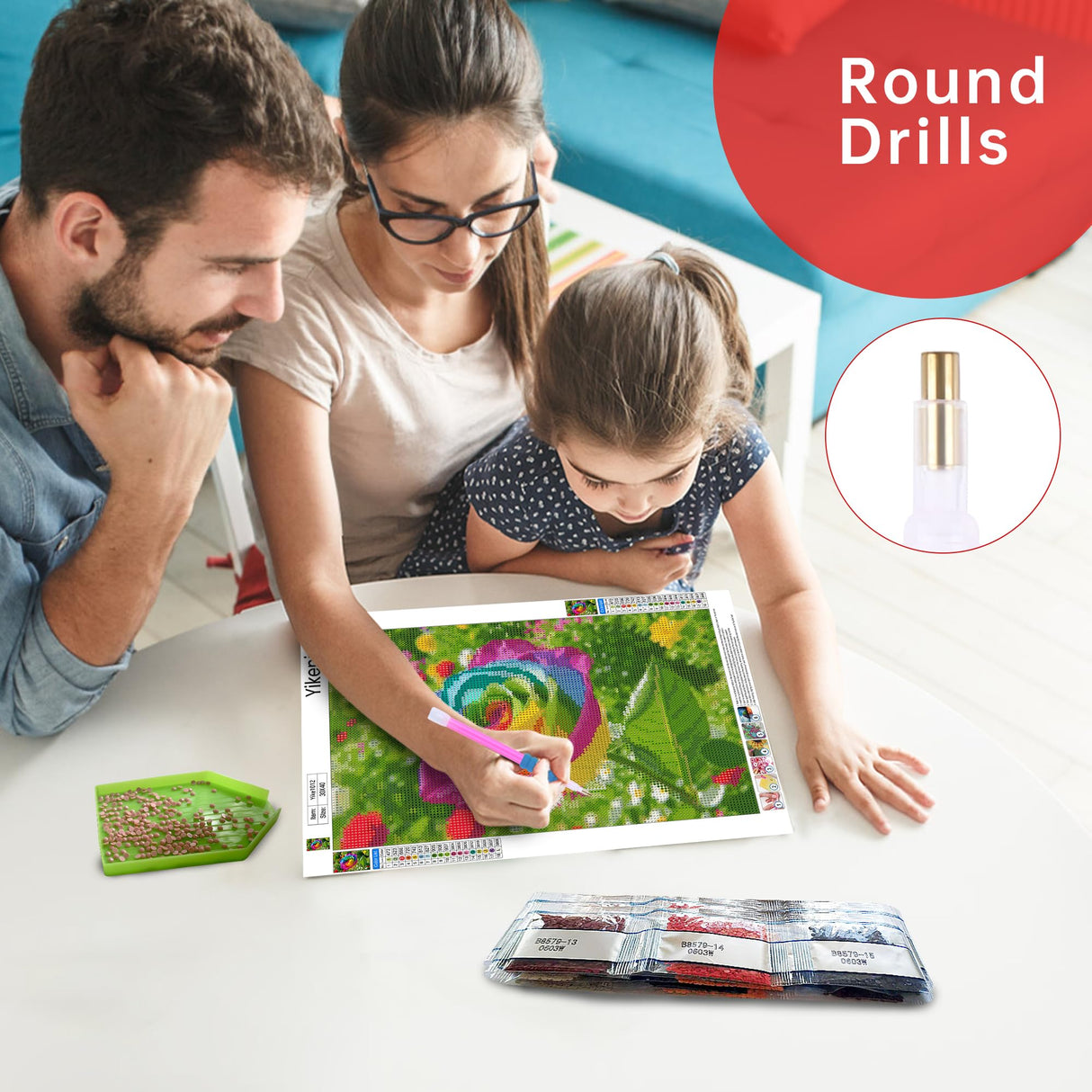 Yikenjoy Rose Diamond Art Kit for Adults – 5D Diamond Painting Kit for Beginner, Full Drill DIY Rainbow Rose Diamond Art, Relaxing & Fun Diamond Art Kits for Adults, Wall Decor 16 x 12 in Yikenjoy