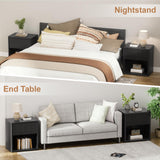 22.8" W Black Fluted Nightstand Set of 2 with 4 Drawers, Mid Century Modern Nightstand with Hidden Drawers, Large Night Stand, Accent End Table, Bedside Table with Open Shelf, Curved Profile Design XIAO WEI