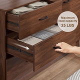 Bigbiglife Wood Dresser for Bedroom, 6 Drawer Double Dresser, Modern Chest of Drawers with Deep Drawers, Large Storage Organizer for Living Room, Closet,15.8" D x 47.2" W x 27.7" H (Walnut Brown) Bigbiglife