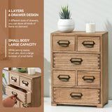 KIRIGEN Wooden Storage Cabinet Organizer Desktop Storage Drawers for Home Office Supplies Dark Brown(4D6CG-DBR) KIRIGEN