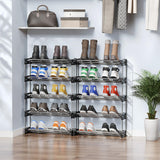DEYILIAN Free Standing Shoe Racks, 5 Tier Shoe Rack for Entryway Shoe Storage Narrow Shoe Rack Holds 10 Pairs of Shoes with Slanted Space Saving Shoe Shelf Shoe Organizer for Closet Black DEYILIAN