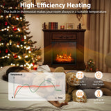COSTWAY 32-inch Electric Fireplace with Mantel, 1400W Freestanding Fireplace Heater with Remote Control, Thermostat, 6H Timer, Adjustable 3D Flame Effect, Fireplace Mantel for Living Room, Brown COSTWAY