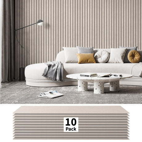 Art3dwallpanels 10 Pack Acoustic Panels, 48" X 12" X 0.35" Soundproof Wall Panels, Self Adhesive High Density Sound Absorbing Acoustic Treatment for Recording Studio, Office, Camel Art3dwallpanels