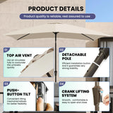 Ayge 6.5x10FT Rectangular Patio Umbrella Outdoor Table Umbrella w/Push Button Tilt & Crank Rectangle Market Umbrella UV Protection for Garden,Deck,Lawn,Yard & Pool,Beige Ayge
