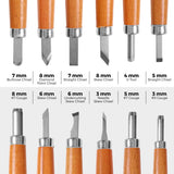 Beginner-Friendly Wood Carving Kit, 15pc Wood Carving Tools Set with Razor Sharp Carving Knives & Mini Chisels, Linoleum Carving Tools, and Woodworking Tools for DIY Crafts from Schaaf Tools (Large) Schaaf Wood Carving Tools
