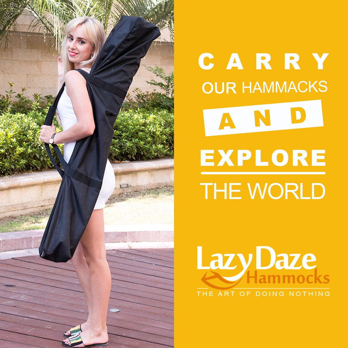 Lazy Daze Hammocks Double Hammock with 9ft Space-Saving Steel Stand Includes Portable Carrying Case, 450 Pounds Capacity (Natural) Lazy Daze Hammocks