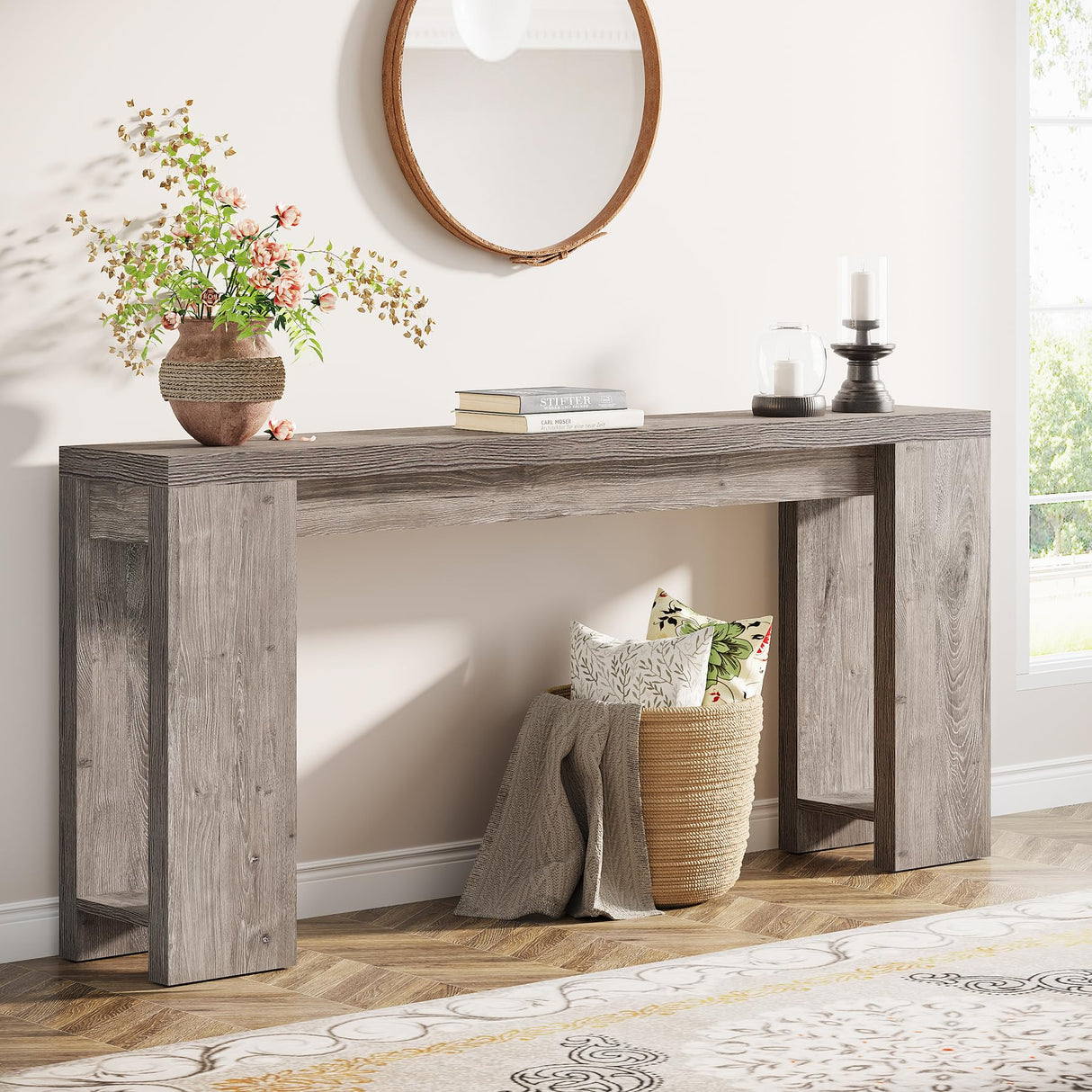 Tribesigns 70.9-Inch Extra Long Console Table, Farmhouse Wood Sofa Table Behind Couch, Narrow Entryway Accent Table for Living Room, Hallway, Entrance, Foyer, Grey Tribesigns