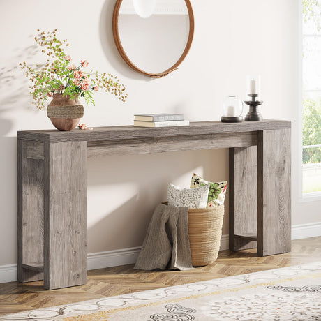 Tribesigns 70.9-Inch Extra Long Console Table, Farmhouse Wood Sofa Table Behind Couch, Narrow Entryway Accent Table for Living Room, Hallway, Entrance, Foyer, Grey Tribesigns