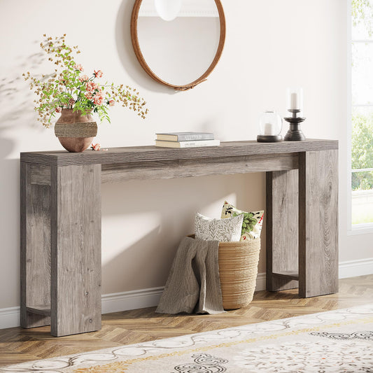 Tribesigns 70.9-Inch Extra Long Console Table, Farmhouse Wood Sofa Table Behind Couch, Narrow Entryway Accent Table for Living Room, Hallway, Entrance, Foyer, Grey