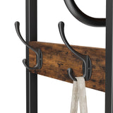 Cerlyunzan Coat Rack With Hanging Rod, Garment Rack With 3 Wooden Shelves and 4 Hooks, Freestanding Hall Tree, Industrial Clothes Rack Stand Organizer, Rustic Brown and Black Cerlyunzan