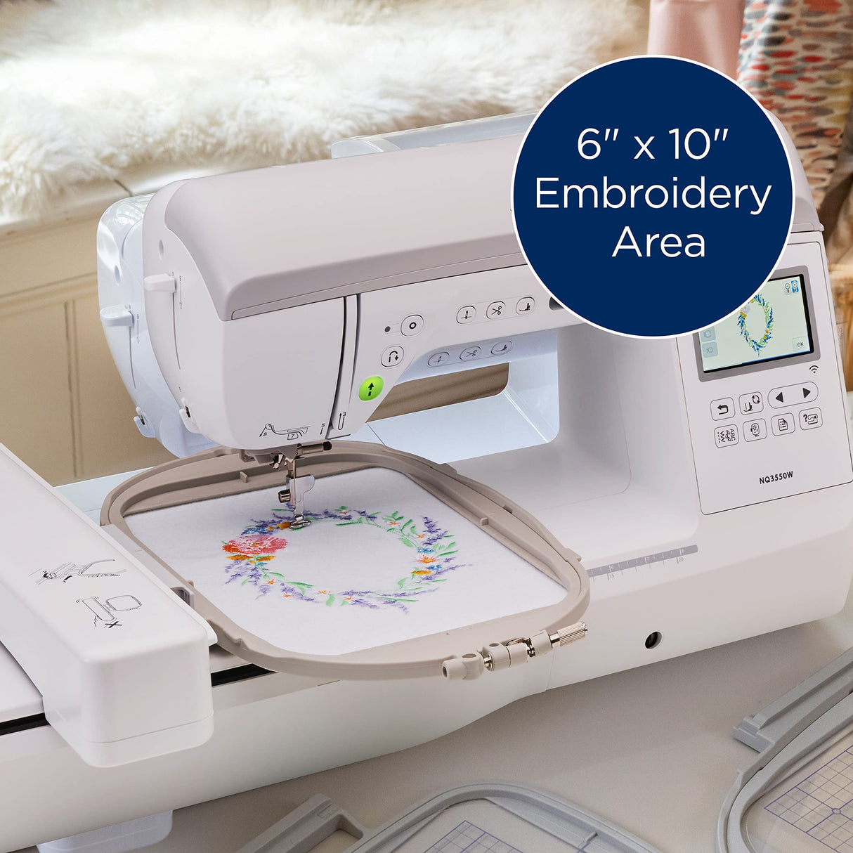 Brother Innov-ís NQ3550W Sewing and Embroidery Machine with Wireless Capability, White Brother