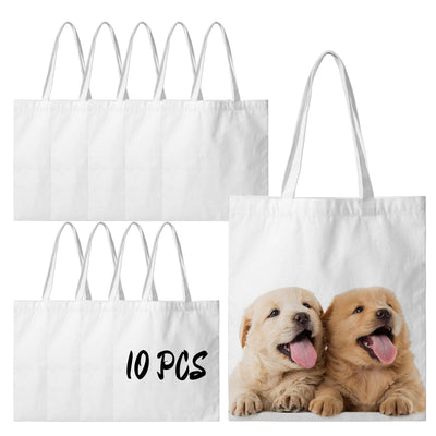 Joyclub 10 Pack Sublimation Tote Bags Blanks Bulk Polyester Canvas Bags Reusable Grocery Bags to Decorate Painting Crafting Sublimation DIY For Gift