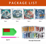Axquilon 4 Pack Diamond Art Kits for Adults - Wolf Diamond Painting Kits for Adults, 5D Round Full Drill Gem Art, Paint by Diamonds Pictures DIY Crafts Kits 14x14 inch Axquilon