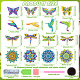 16 Pcs Summer Diamond Art Painting Magnets Butterfly Mandala Refrigerator Magnets Sticker Dragonfly Hummingbird Diamond Art Kits for Adults Summer Gift Fridge Copkim