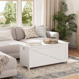 MAHANCRIS 39.4" Toy Chest, Sturdy Entryway Storage Chest with Safety Hinges, Retro Toy Box, Wooden Look Accent Furniture for Living Room, Bedroom, White SCWT48101Z1 MAHANCRIS