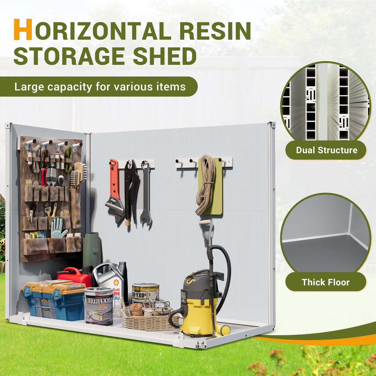 Outdoor Storage Shed for Backyard Garden Horizontal Portable Utility Deck Box and Cabinet for Tools, Equipment, Garbage(4.5' x 2.5') UDPATIO