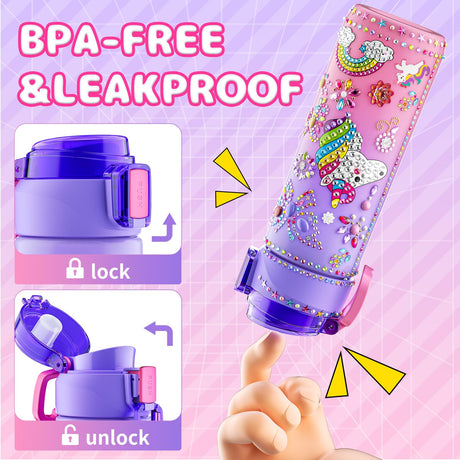 Gifts for Girls 4-12, Decorate Your Own Water Bottle Kits for Girls, Unicorn Diamond Painting Toys & Friendship Bracelet Kit, Fun Arts Crafts for Kids Ages 4-6-8-10, Birthday Gifts Toys for Kids BOOH