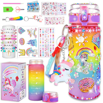 Sanilinwild Gifts for Girls Age 4-12-Decorate Your Own Water Bottle - DIY Friendship Bracelet,Christmas/Easter/Birthday Gift Ideas,Fun Arts and Crafts Gifts Toys for Girls(((Rainbow Unicorn)