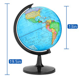 World Globe with Stand, 13" Geography Educational Globe for Students & Teachers, 360° Spinning Globe, Full Length 19.7 inch World Globes for GOCHANGE