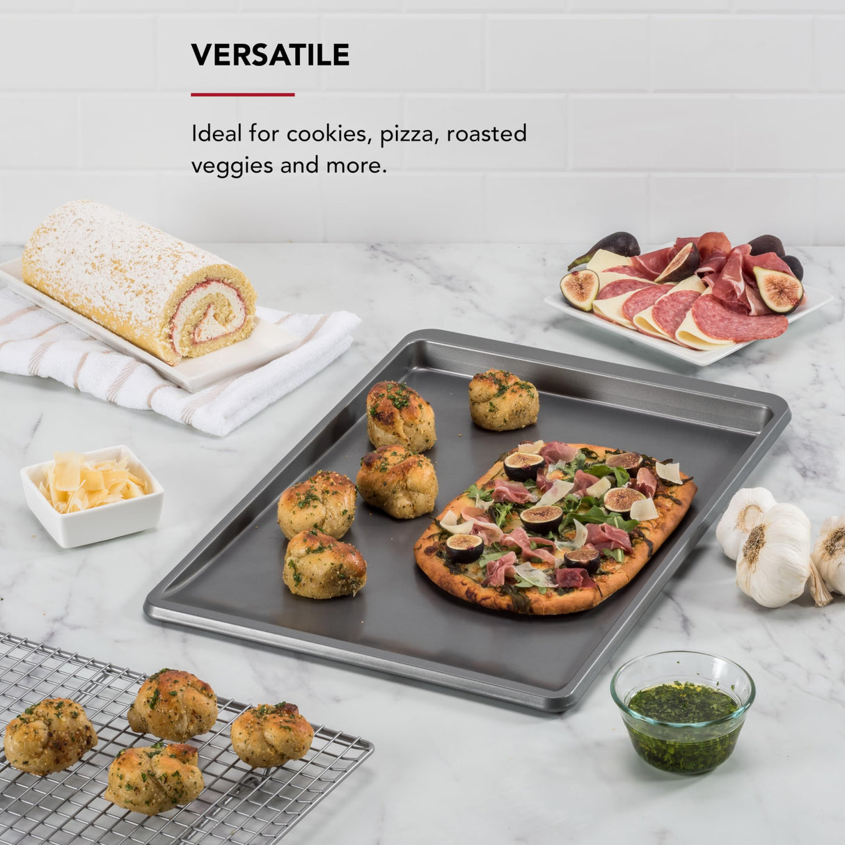 KitchenAid 13x18in Nonstick Aluminized Steel Cookie Slider, Contour Silver KitchenAid