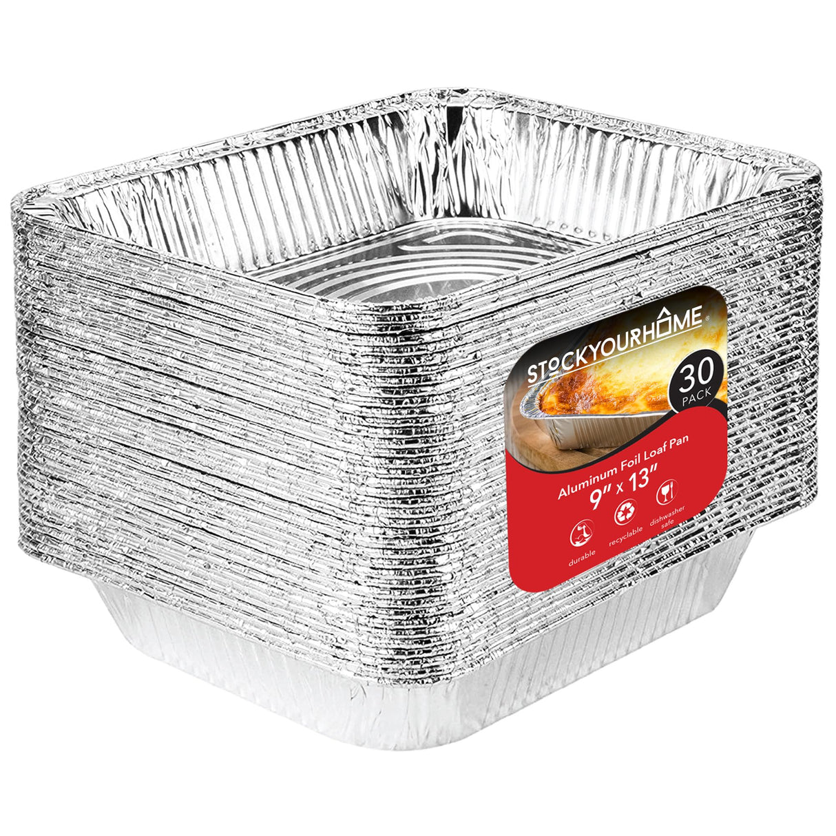 Aluminum Pans 9x13 Disposable Foil (30 Pack) - Half Size Steam Table Deep Pans - Tin Pans Great for Cooking, Heating, Storing, Prepping Food Stock Your Home
