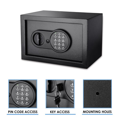 Barska Digital Keypad Home & Office Steel Security Safe Lock Box with Deadbolts - 0.36 Cu Ft Compact