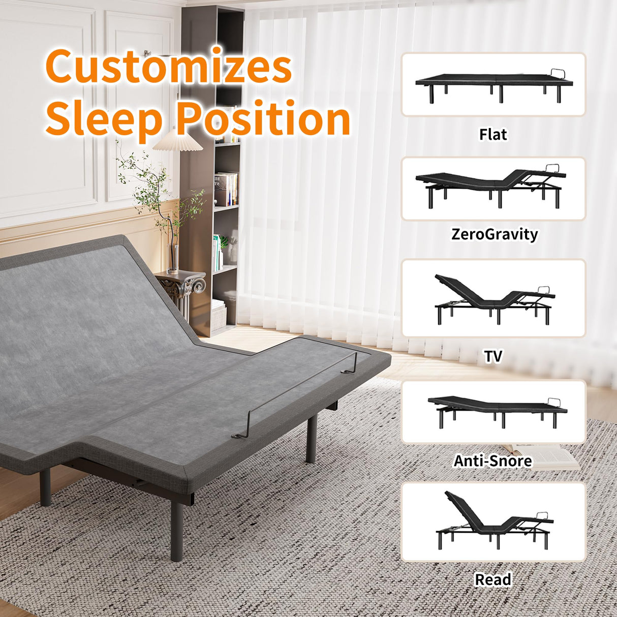 ESHINE 3100 Series Adjustable Bed Frame with 14 inch Ultra-Plush Black Mattress - Split King ESHINE