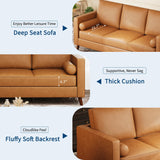 GarveeHome 81" Leather Sofa for Living Room, Mid-Century Modern Couch with Deep Seats, Brown Faux Leather Couch, 3 Seat Sofa with Removable Cover for Apartment, Office, Cognac Tan GarveeHome
