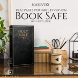 Hidden Safe Book Safe with Key Lock - Diversion Safe, Secret Storage, Fake Book Box, Small Safe Box for Cash and Money - Book Safe Lock Box - Hidden Safes in Plain Sight (Bible) (Large) KASLVOX