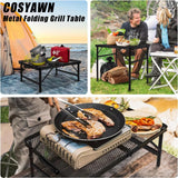 COSYAWN Folding Grill Table, Small, Aluminum, Lightweight, Portable, Height Adjustable, Outdoor Picnic Table, 22.3x15.8x10.7/22.3 inches, 88 lbs Load Capacity COSYAWN