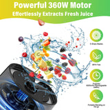 neza Personal Blender, 360 Watt Portable Blender-for Shakes & Smoothies, 24oz Cordless Mini Blender, 6000mAh, Self Cleaning and BPA Free Portable Juicer, Travel Blender with 6 Sharp Blade, Ink Black neza