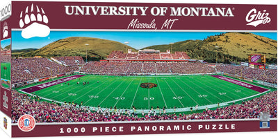 MasterPieces - 1000 Piece Jigsaw Puzzle, NCAA Montana Grizzlies, Panoramic Football Stadium View, Fun for Adults and Family, 13"x39
