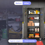 Aobabo Metal Garage Storage Cabinet with Wheels,Heavy Duty Garage Cabinet with Password Lock,Steel Cabinet with 2 Doors and 4 Adjustable Shelves for Aobabo