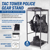 Guard The Line Tac Tower – Police Gear Rack with Quick Access Safe – American Flag Tactical Gear Stand – Law Enforcement Vest and Duty Belt Holder - Cop Caddy Valet Stand - Police Gift Guard The Line