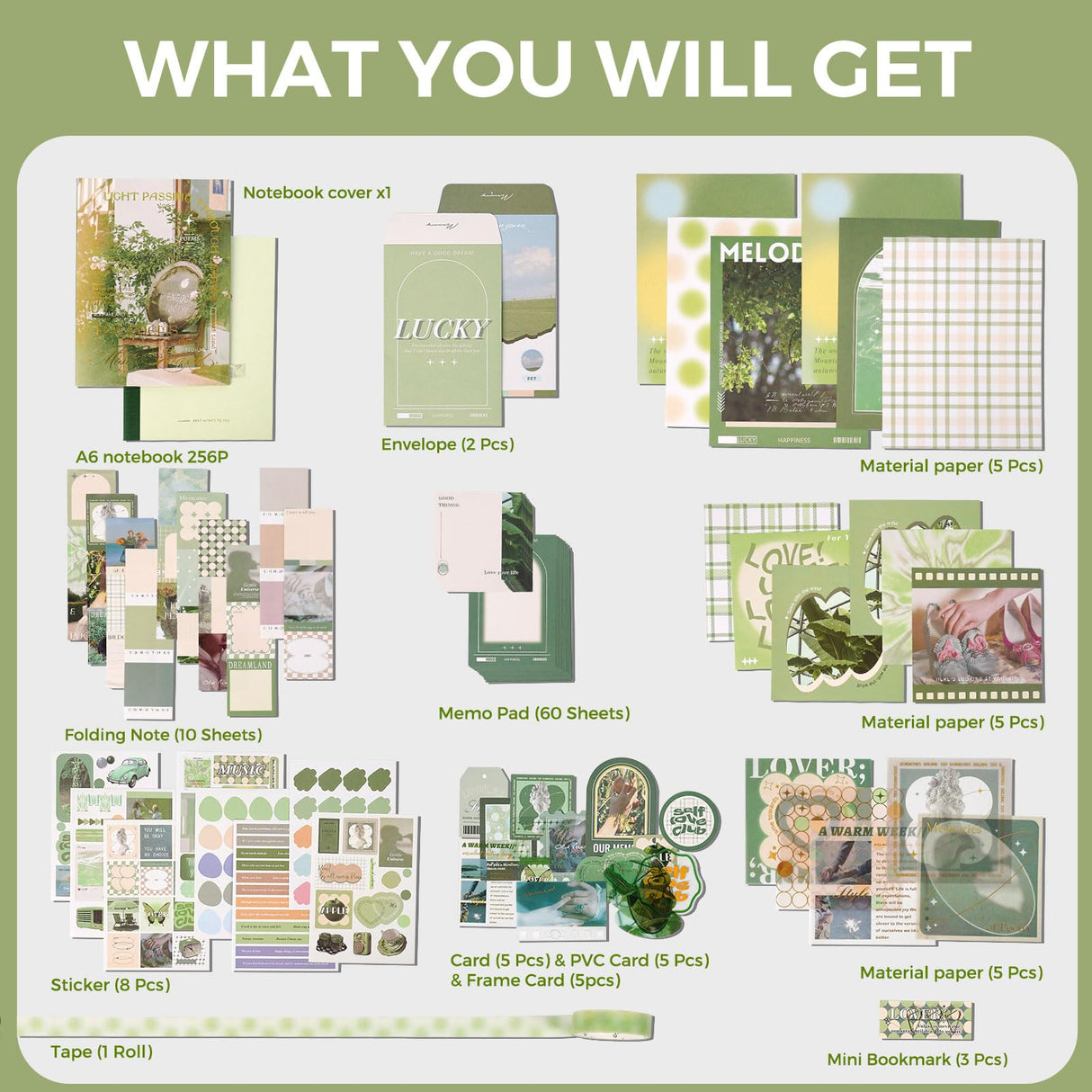 Funto Scrapbooking Kit(116 PCS), Life Collection Series-Until Sunset, Perfect for Bullet Scrapbooking Materials, Planner DIY Arts Craft Collage Funto