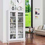 Baborokic Metal Storage Cabinet,Kitchen Pantry Cabinet with 2 Mesh Doors,Tall Organizer Steel Cabinets,Large Metal Locker Storage Cabinet for Home,Office,Living Room(72" White) Baborokic