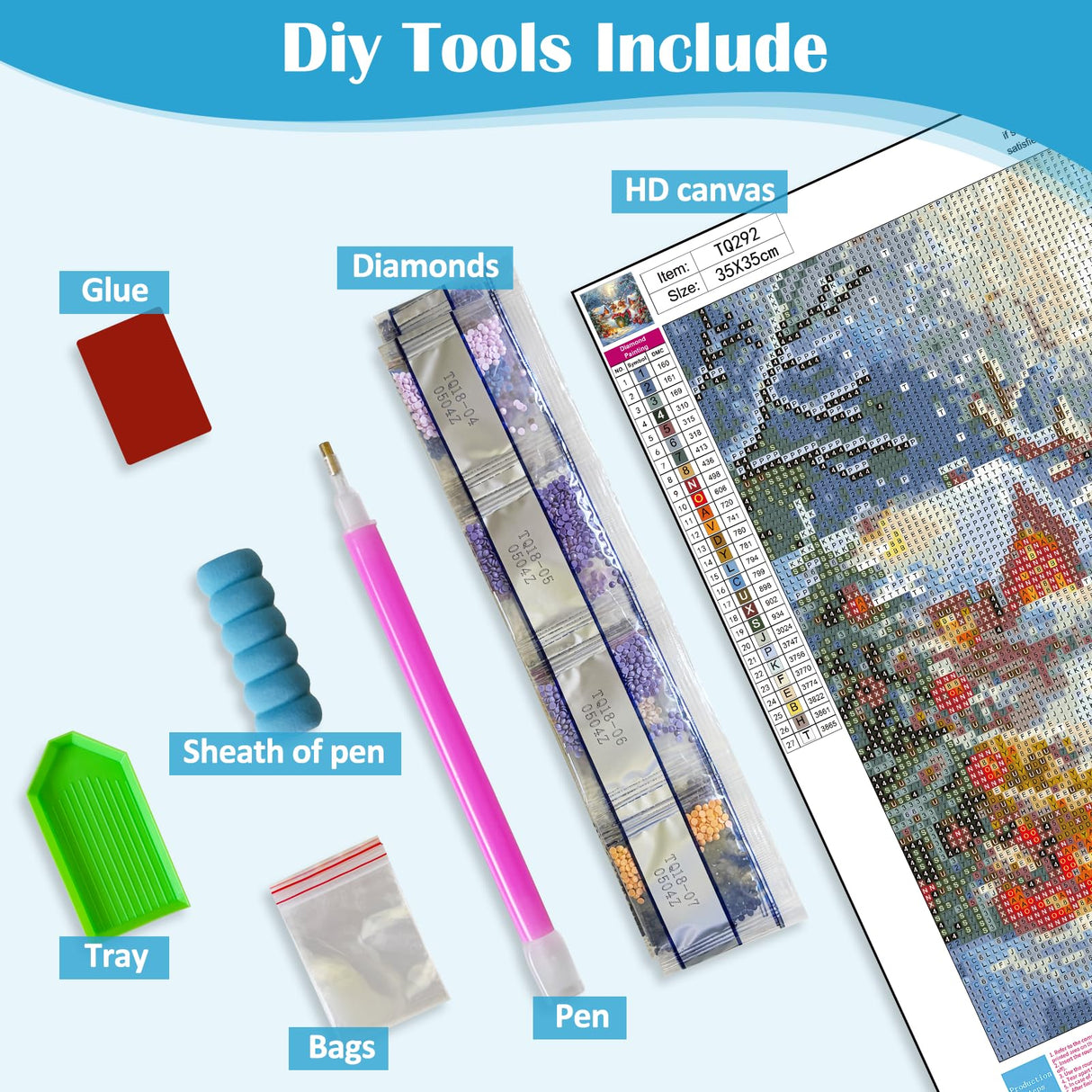 Christmas Elk House Diamond Painting Kits for Adults, 5D Winter Diamond Art Kits for Adults Beginners, DIY Full Round Drill Diamond Dot Painting Gem Art Kits for Adult, Home Wall Decor 13.8x13.8 Inch LKHMVCA